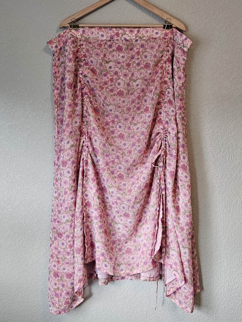 Zelie for She Floral Ruched Maxi Skirt - Pink & Purple - Size 2X